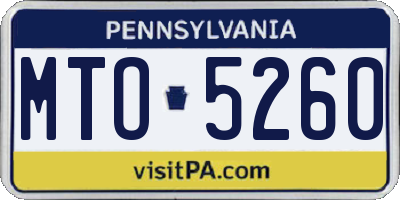 PA license plate MTO5260