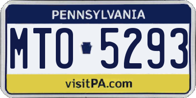 PA license plate MTO5293