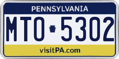 PA license plate MTO5302
