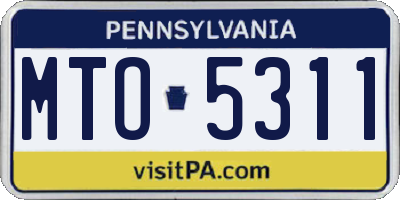 PA license plate MTO5311