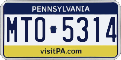 PA license plate MTO5314