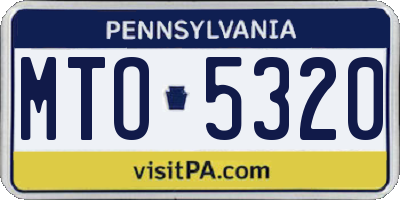PA license plate MTO5320
