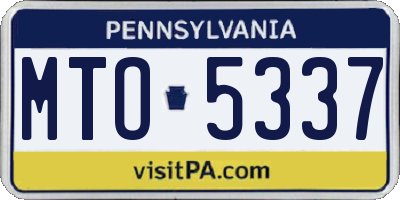 PA license plate MTO5337