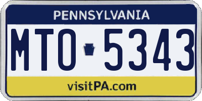 PA license plate MTO5343