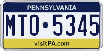 PA license plate MTO5345