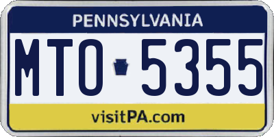 PA license plate MTO5355