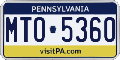 PA license plate MTO5360