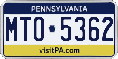 PA license plate MTO5362