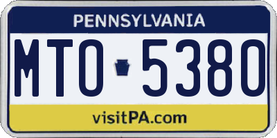 PA license plate MTO5380