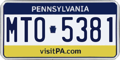 PA license plate MTO5381