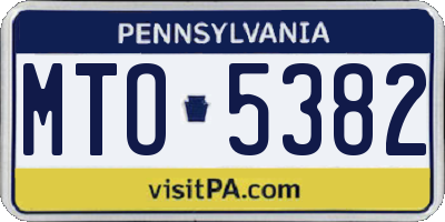 PA license plate MTO5382