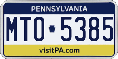 PA license plate MTO5385