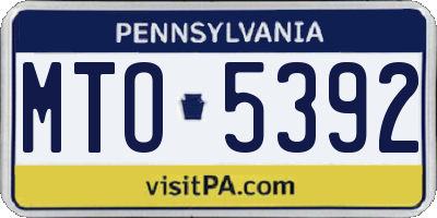 PA license plate MTO5392