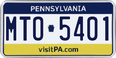 PA license plate MTO5401