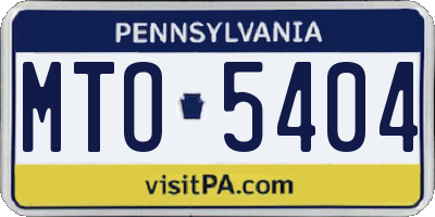 PA license plate MTO5404