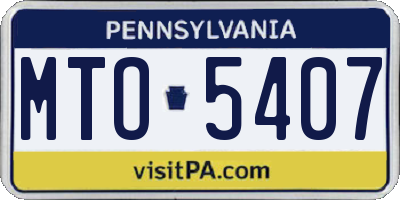 PA license plate MTO5407