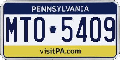 PA license plate MTO5409
