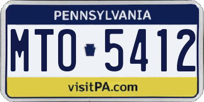 PA license plate MTO5412