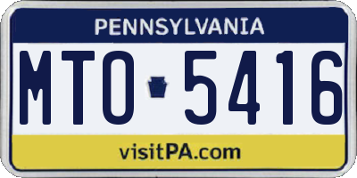 PA license plate MTO5416