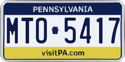 PA license plate MTO5417
