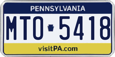 PA license plate MTO5418