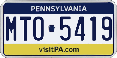 PA license plate MTO5419