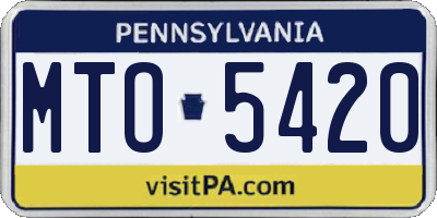 PA license plate MTO5420