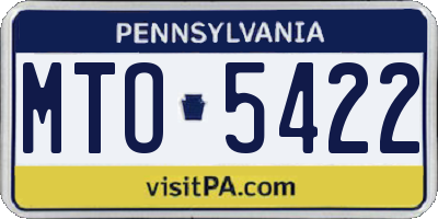 PA license plate MTO5422