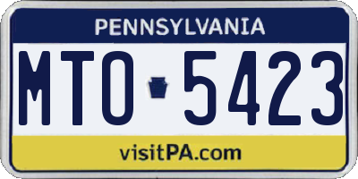 PA license plate MTO5423