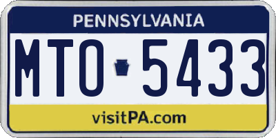 PA license plate MTO5433