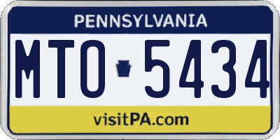 PA license plate MTO5434