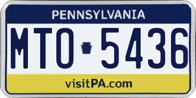 PA license plate MTO5436