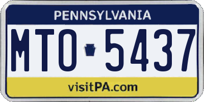 PA license plate MTO5437