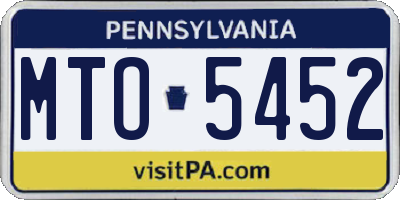 PA license plate MTO5452