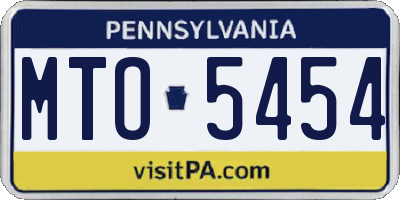 PA license plate MTO5454