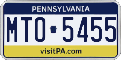 PA license plate MTO5455