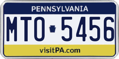 PA license plate MTO5456