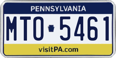 PA license plate MTO5461