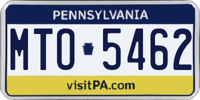 PA license plate MTO5462