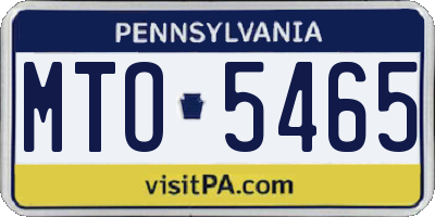 PA license plate MTO5465