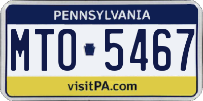 PA license plate MTO5467