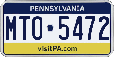 PA license plate MTO5472