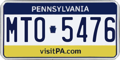 PA license plate MTO5476