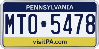 PA license plate MTO5478