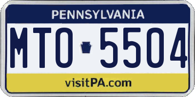 PA license plate MTO5504