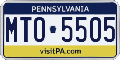 PA license plate MTO5505