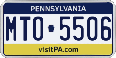 PA license plate MTO5506