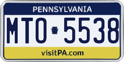 PA license plate MTO5538