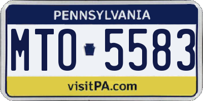 PA license plate MTO5583