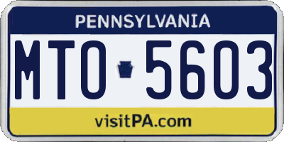 PA license plate MTO5603